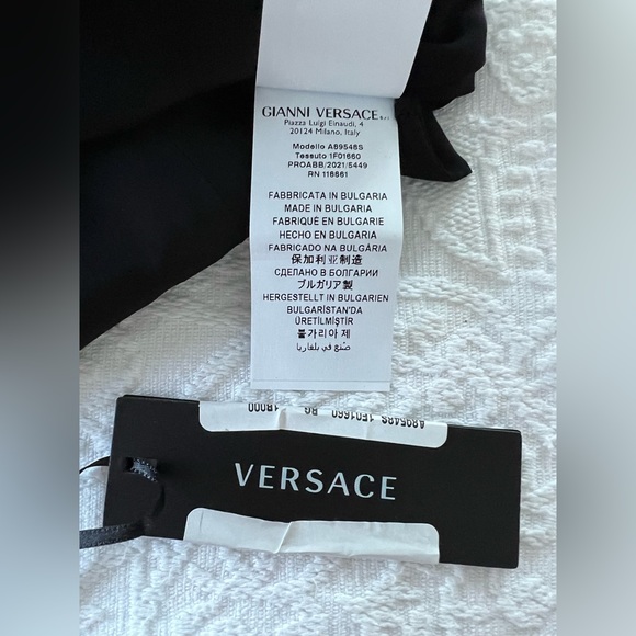 Authentic - NWT Versace black woven dress with iconic gold safety pins - Picture 5 of 13